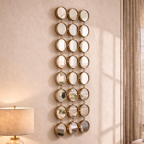 VELLQUE Gold Decorative Wall Mirror, 40.5' x 14.5' Metal Frame Accent Mirror with...