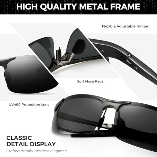 Men's Sports Polarized Sunglasses UV400 Protection Durable Metal Frame for Driving, Fishing, and Golf4