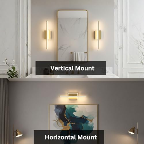 Image of 20-Inch Smart LED Vanity Light Bar | Dual Light Source (10W Main /3W Motion Sensor) | 4 Switch Modes (Incl. Night Light) | 3000K, 1040LM, CRI 90+, Dimmable, ETL(Brushed Gold)
