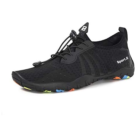 Water Sports Shoes Beach Swim Shoes Quick Dry Barefoot Aqua Socks Pool Surf Yoga Water Aerobics Shoes for Mens Womens(80S Black, 9UK) Cover