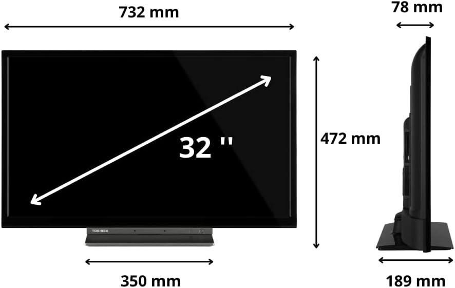 Toshiba Smart TV 32 HD Ready 32WK3C63DA, TV 32 Pollici con Alexa Integrata, Compatibile con Alexa e Google Assistant, Digitale DVB-T2, DLED, HDR10, Dolby Audio