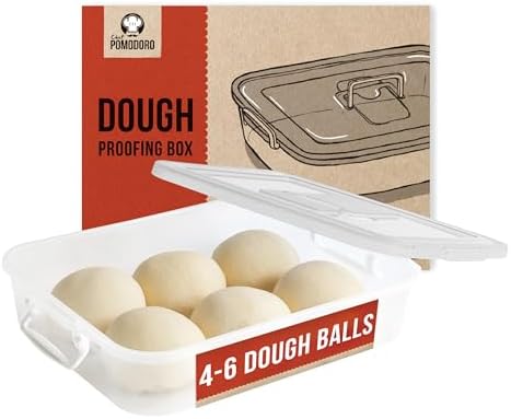 Chef Pomodoro Pizza Dough Proofing Box, 14 x 11-Inch, Pizza Dough Container, Fits 4-6 Dough Balls, Household Pizza Dough Tray With Convenient Carry Handle (Grey)