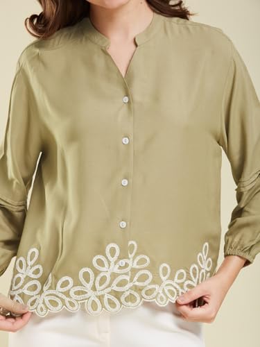 Image of J TURRITOPSIS Women's Rayon Stylish Embroidered Shirt