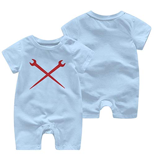 SDHEIJKY Baby Short Sleeve Bodysuit, Ironworker Crossed Tools Baby Boys Girls Onesie Clothes Sky Blue