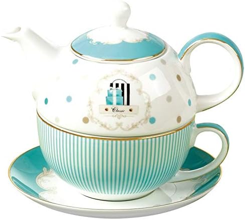 Tea Set for one Person Blue Teapot  Cup and Saucer 