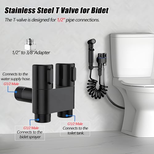 2 Pack Handheld Bidet Sprayer for Toilet,1-In-2-Out Dual Control Valve,Toilet Faucet Sprayer Kit Butt Washer,Hand Shower Bidet Attachment for Washing Machine and Toilet