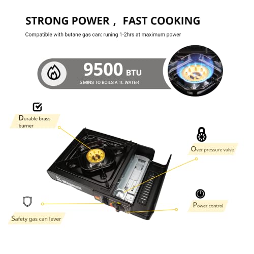Waymult Camping Stove Strong Heat Output Of Brass Single Burner Equipped With Windshield Butane Fuel Portable Backpack Stove, Suitable For Hiking Camping Fishing Barbecue Bdz-155A Csa #TOP2