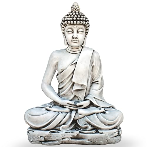 Esculturas y estatuas de jardín | Garden Pley Buda Grande Sereno 73 Cm Ceniza . Budas Grandes De Jardin Zen En Piedra Artificial Para Decoracion Jardin Exterior. Figuras Y Budas Decorativos. Estatuas Decorativas Feng Shui.