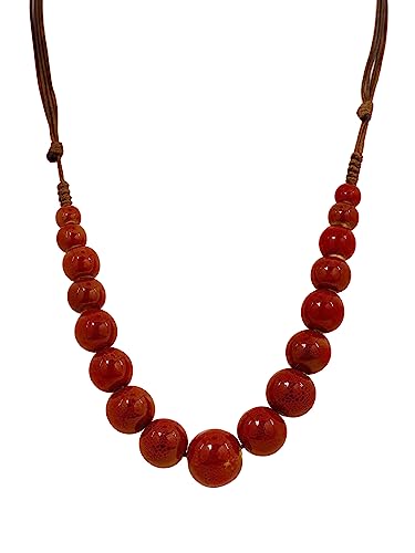 MINACHI Collar de cuentas esféricas redondas de cerámica de colores hippie y bohemio, regalo de joyería de verano para mujer, Cordón, No es una piedra preciosa