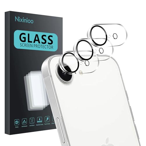 Nixinioo 3 Pack Camera Lens Protector for iPhone 16e / iPhone 17e Tempered Glass Anti-Fingerprint 9H Hardness Scratch Resistant Easy to Install Bubble FreeHD Clarity