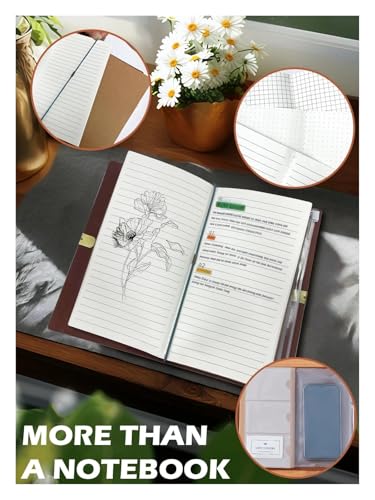 Carnet de notes de voyage style rétro marron avec pages blanches lignées pointillées RTN-A6-BR - 3