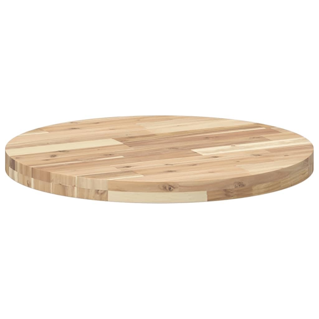 Piano da tavolo rotondo Ø 60 x 4 cm, in legno massiccio di acacia, piano di lavoro di ricambio per mobili, accessori fai da te, bricolage, ristrutturazione, bordo dell'albero, ufficio, sala da pranzo
