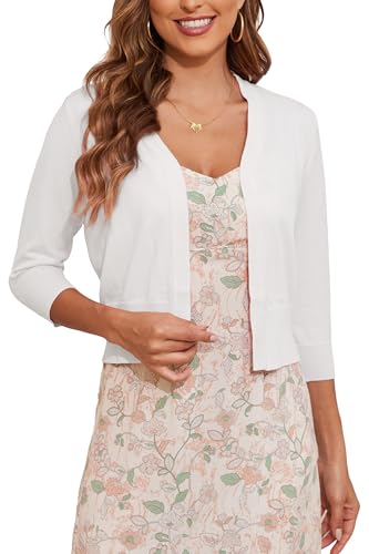Cunyi Women'S 3/4 Sleeve Cropped Cardigan Sweater Open Front Elegant Shrugs For Women cover