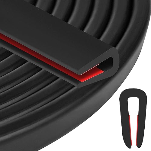 Rubber Edge Trim U Channel, Self Adhesive Sheet Metal Edge Guard Protector, EPDM Seal Strip for Car Doors, Steel Plates, Glass, Hatches, Table Corners, Fit 3/16