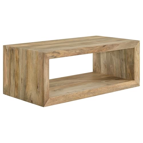 Coaster Home Furnishings - Benton - Mango Wood - Rectangular Coffee Table with Open Lower Shelf and Rectangular Tabletop - Living Room - 46 Inch - Natural - 704838