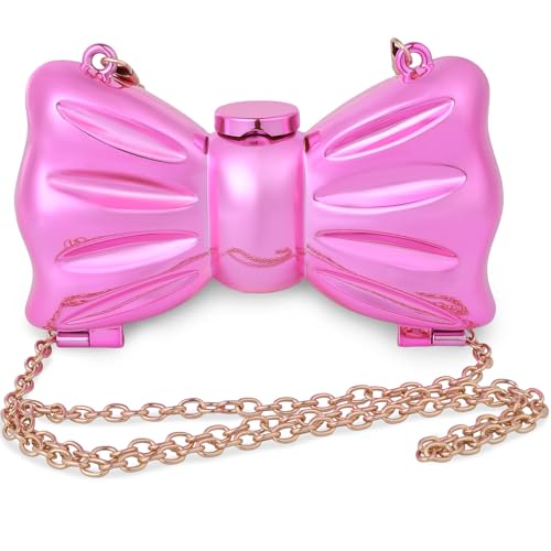 Mini Bow Purse Clutch for Girls and Women - Small Cute Bows Evening Crossbody Wallet Bag with Mirror for Princess Party Wedding ,Girl's Elegant Birthday Christmas Candy Handbag Purse Clutches Gifts