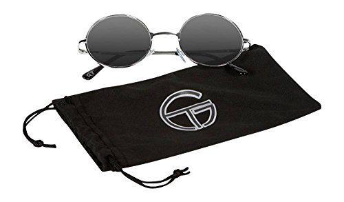 Circular Frame Style Black Lens Silver Frame Sunglasses2