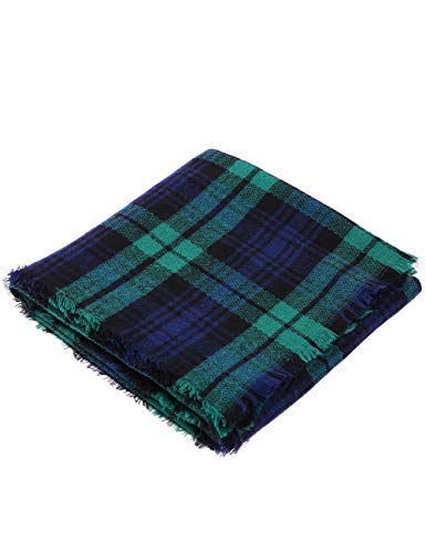 Bess Bridal Women's Plaid Blanket Winter Scarf Warm Cozy Tartan Wrap Oversized Shawl Cape (One Size, Green)