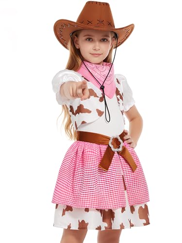 Ekoropshop Kids Western Cowgirl Costume Cowgirl Suit for Girls Dress Up Party Halloween (5-6 Years)
