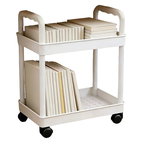 Genérico De Almacenamiento con Ruedas - Estante Móvil con 2 Niveles y Ruedas para Gabinete | Multiusos - para Hogar Cocina Lavandería Despensa Garaje Lugar de Trabajo Residencia Estudiantil