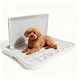 HaoChrymec Hundetrainingstoilette mit Wandsäule, Abnehmbares, Hundeklo für Zuhause, Tragbares Welpennetz-Trainingstöpfchen für Große, Kleine und Mittelgroße Haustiere, 51 * 39.5 * 3.5cm (Weiß)