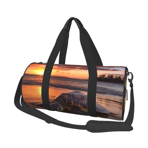Sac de sport tortue de mer noir en toile légère format cabine mixte