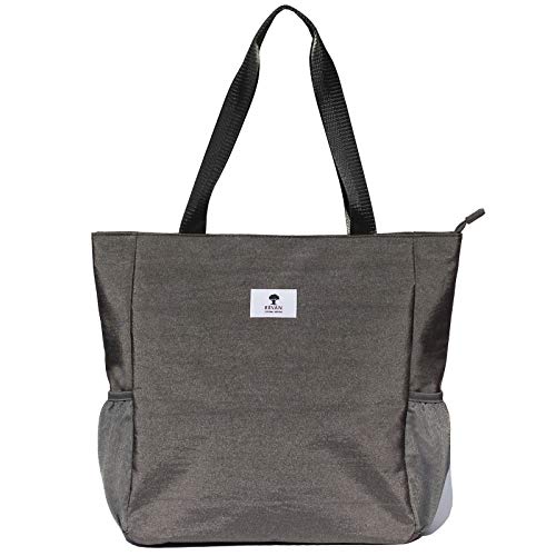 ESVAN Original Floral Water Resistant Large Tote Bag Shoulder Bag for Gym Beach Travel Daily Bags Upgraded ([W] Gray) by ESVAN - Image 4