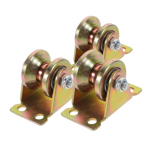 Veemoon 3Pcs Heavy Duty Shaped Pulley Blocks with Ball Bearing Rollers Track Wheels for Ceiling Mount for Industrial Applications and Smooth Cable Management