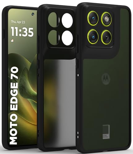 Image of RIGGEAR Shockproof Sleek Hybrid Armor Back Cover Case for Motorola Moto Edge 70 5G (Smoke Black Matte PC + Black TPU Bumper)