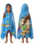 Disney Toy Story Toalla Playa Niño con Woody Y Buzz Lightyear, Toalla Niño con Capucha para Piscina Y Baño, One Size