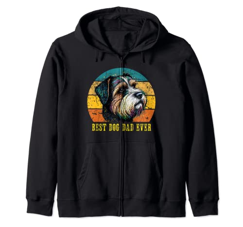 Vintage Best Dog Dad Ever Sunset Retro Biewer dog Daddy Men Sudadera con Capucha
