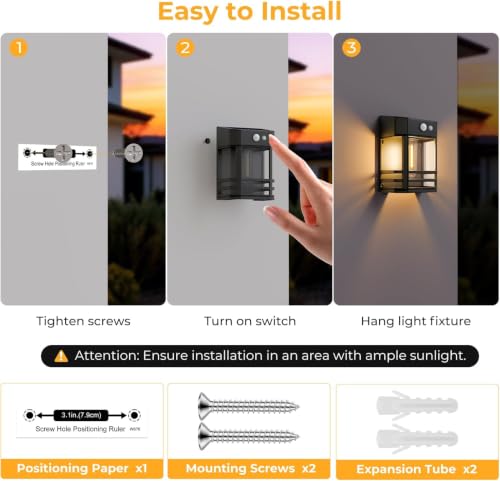 Image of XERGY Solar Powered Outdoor Wall Lights with Motion Sensor, 3 Lighting Modes, 1200mAh Battery, Retro Design, Waterproof, Security Lights for Garden, Deck, Porch, Balcony, Gate (1pc)