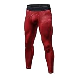 WanYangg Compression Leggings Hombre Deportiva Secado Rapido Pantalones Compresión Running Apretadas Tights Larga Base Mallas Compresivas Correr Fitness Ejercicio 19 Rojo XL