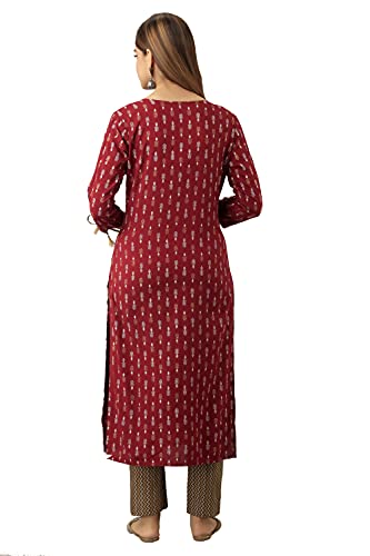 Image of Jaipurite Women's Rayon Printed Straight Kurta in Maroon