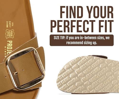 Image of Project Cloud 100% Genuine Leather Sandals Women Dressy Beach Essentials Slides for Women Footwear - Lightweight with Memory Foam Insole Sandals for Women 2026 - Womens Slides