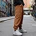 Fleece Cargo Pants for Men Elastic Drawstring Multi Pocket Tapered Ankle Fashion Workwear Trousers Light Brown Medium