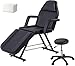 LSBIKE Beauty Bed with Stool and Sheets, Adjustable Massage Chair Reclining Salon Bed Lash Chair with Removable Armrests Headrest Massage Table Set for Spa Salon Tattoo Facial (Black)