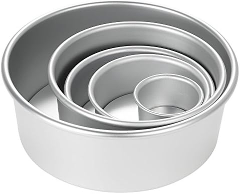 5pcs/set Aluminum Alloy Round Cake Mould Chiffon Cake Baking Pan Pudding Cheesecake Mold Set with Removable Bottom