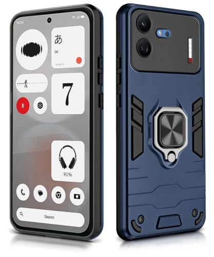 Image of WOW IMAGINE Shock Proof Back Case Mobile Cover for Nothing Phone 4b 5G | Back Cover Case (Tough Armor | Hybrid PC + TPU | Ring Holder & in-Built Kickstand | Blue)