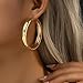 Chunky Gold Silver Hoop Earrings for Women Wide Flat Huggie Hoops Dangle Earrings Big Large Punk Smooth Surface Statement Earrings Fashion Jewelry (A Gold)