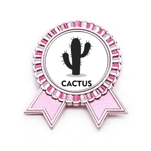 Broche rose succulentes et cactus vert en métal taille M moderne