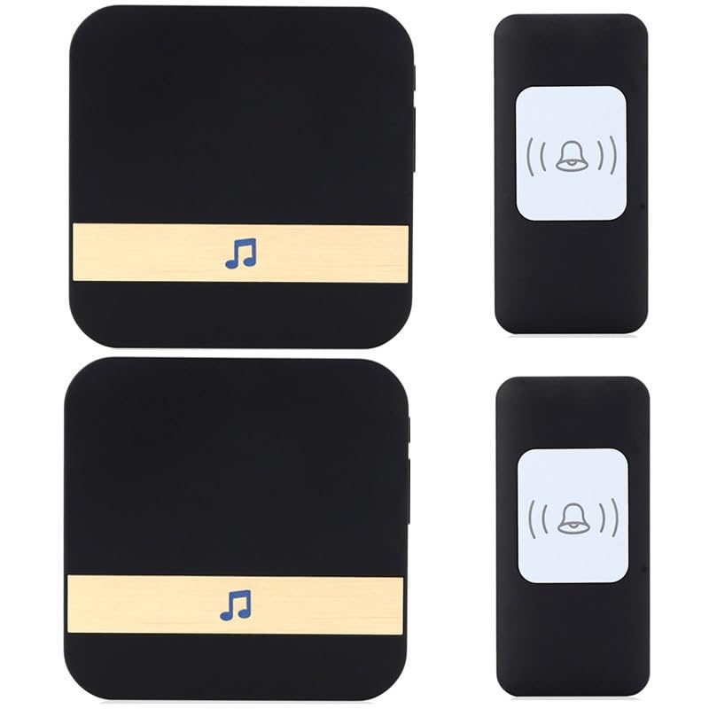 SLDAGe Wireless Doorbell,1000ft Long Range Waterproof Cordless Door Bell Chime Kit, with Remote Push Buttons Plug-in Receiver, 4 Volume, LED Flash, for Front or Back doorbell Sets,Black,2 on 2 — image 1