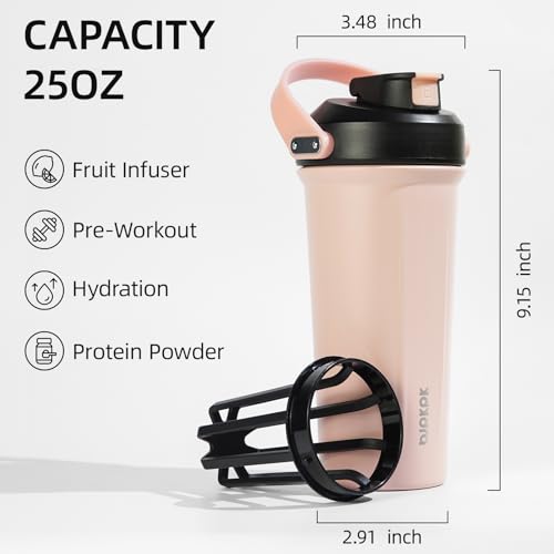 Image of BJPKPK 25oz Insulated Protein Shaker Bottle Stainless Steel Cup with Handle