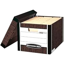 Bankers Box 12-Pack R-Kive Heavy Duty File Storage Boxes with Lids, FastFold Assembly, Letter/Legal, 00725