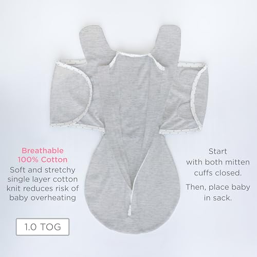 SwaddleDesigns 6-Way Omni Swaddle Sack Arms Up Swaddle for Newborn, More Options to Calm Startle Reflex, Improves Sleep, Easy Transition Baby Sleep Sack, Small, 0-3 Mo, 6-12 lbs, Heathered Gray