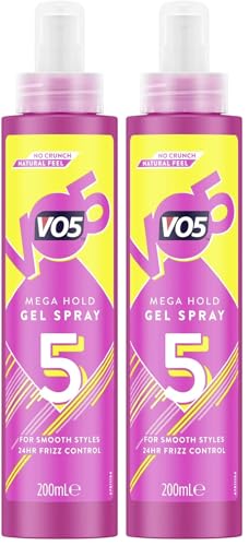 VO5 Mega Hold Gel Spray 200ml, Extra Strong Hair Styling Spray for Hold & Control (Pack of 2)