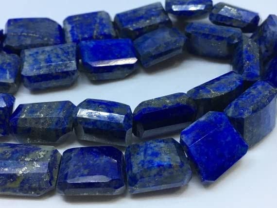 Lapis lazuli perles pépites facettées step cut fil 9.5 pouces minéraux pour création bijoux