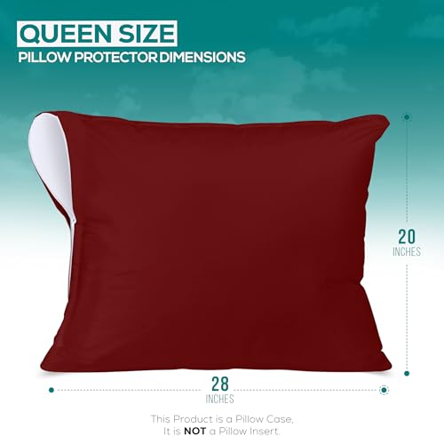 Image of Utopia Bedding Premium 100% Waterproof Pillow Protectors with Zipper Queen Size (Set of 2), Bed Bug and Dust Mite Proof Zippered Pillow Covers, Pillow Encasement Cases, Red