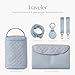 Hannah & Sophia Traveler Diaper Backpack, 4-piece Travel Baby Bag Set with USB-C Charging Port, 11-Pocket Organization System, Bottle Bag, Changing Pad & AirTag Keychain, Moonmist Blue