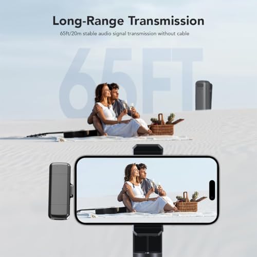 Image of UTECTION by VOOK Wireless Mic with Noise Cancellation - Clip-On Collar Mic for iPhone & Android | 48H Battery, 20m Range, Type-C Charging | Mic Wireless for YouTube, Vlogging & Video Recording